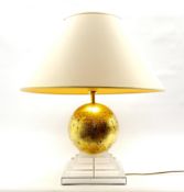 Jean Claude Mahey for Maville Interiors - Hollywood Regency design, lucite and gilt table lamp on sq