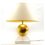 Jean Claude Mahey for Maville Interiors - Hollywood Regency design, lucite and gilt table lamp on sq