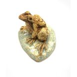 Bernard Rooke hand sculpted pottery frog W8cm