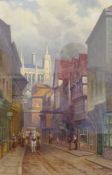 H Iredale (British 20th century): 'Old Stonegate' York, oil on board signed and titled 52cm x 34cm