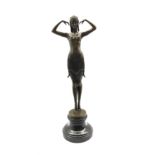 Large Art Deco style bronze figure of a dancer after 'Chiparus', H74cm overall
