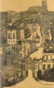 English School (20th century): Bird's Eye View of Beverley, monochrome lithograph indistinctly signe