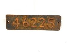 Reproduction cast iron locomotive smoke box plate No. 46225 Duchess class 4-6-2, Duchess of Gloucest