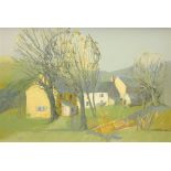 Doris Eagle (British 20th century): 'Cottages, Anglezarke', oil on board signed, titled verso with a