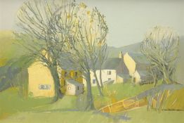 Doris Eagle (British 20th century): 'Cottages, Anglezarke', oil on board signed, titled verso with a