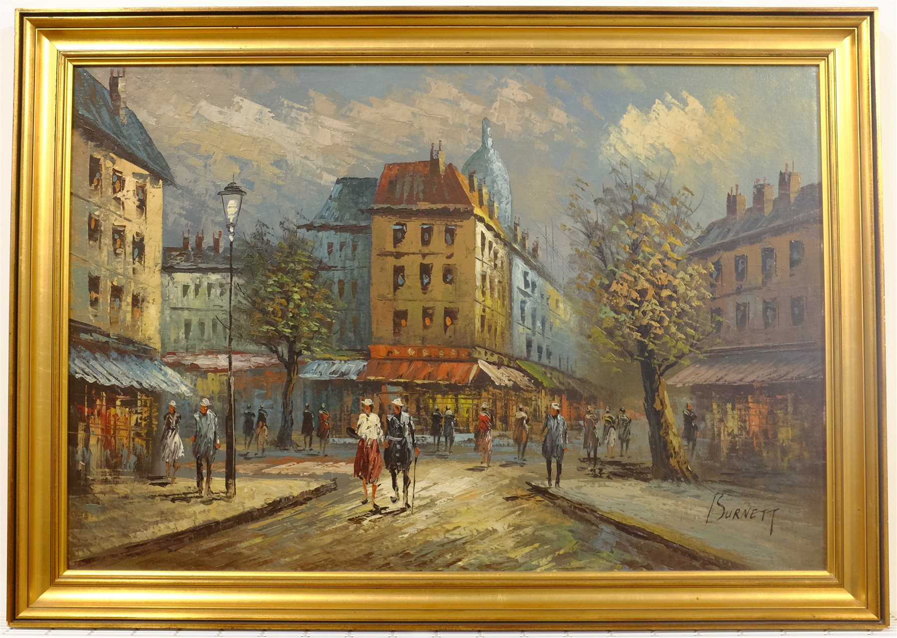 Burnett (French Contemporary): Parisian Street Scene, oil on board signed 60cm x 90cm - Image 2 of 2