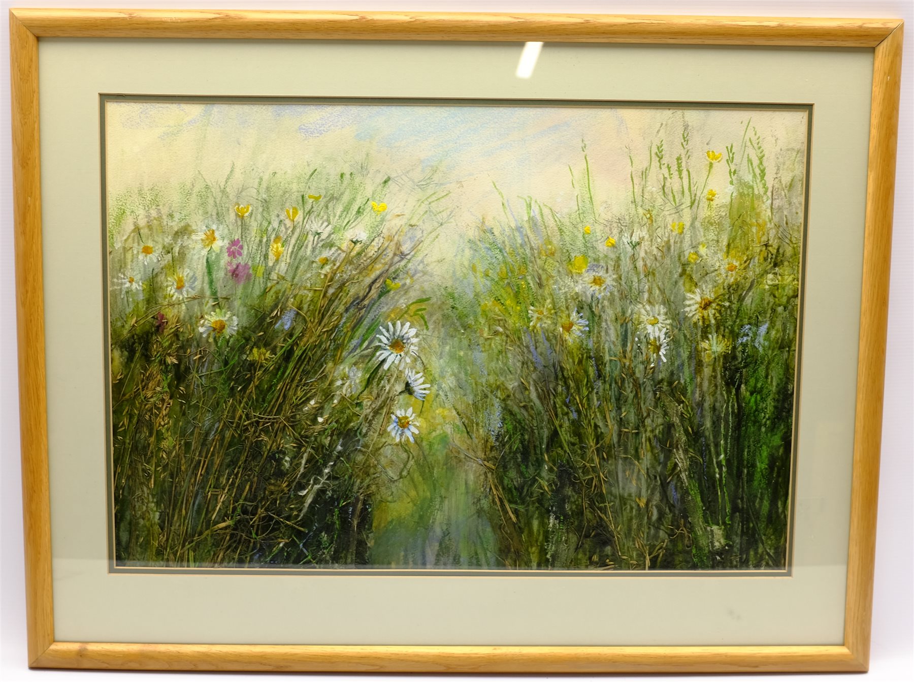 King (British Contemporary): Flower Meadow, mixed media indistinctly signed - Image 2 of 2