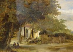 Attrib. James Digman Wingfield (British 1800-1872): 'Horsmonden, Kent', oil on paper titled, inscrib