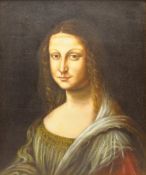 Italian School (20th century): Portrait of a Lady, overpainted print on canvas 54cm x 45cm