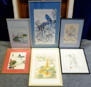 Chinese School (20th century): Five watercolours with various character signatures, and a further la