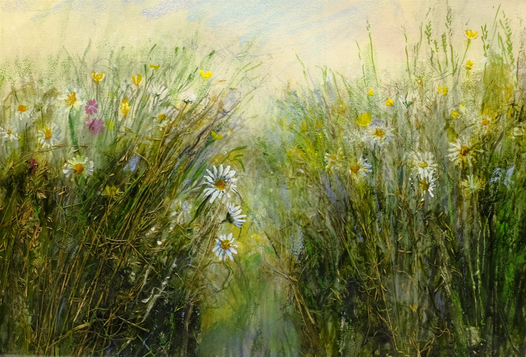 King (British Contemporary): Flower Meadow, mixed media indistinctly signed