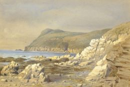 Waller Hugh Paton (Scottish 1828-1895): Coastal Landscape, watercolour signed and dated 1868, 16cm x