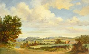 Louis Jennings (British 1919-2018): 'Chipping Campden from the road to Broadway', oil on canvas sign