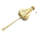 Victorian folding silk parasol with carved ivory chain link design handle, L62cm