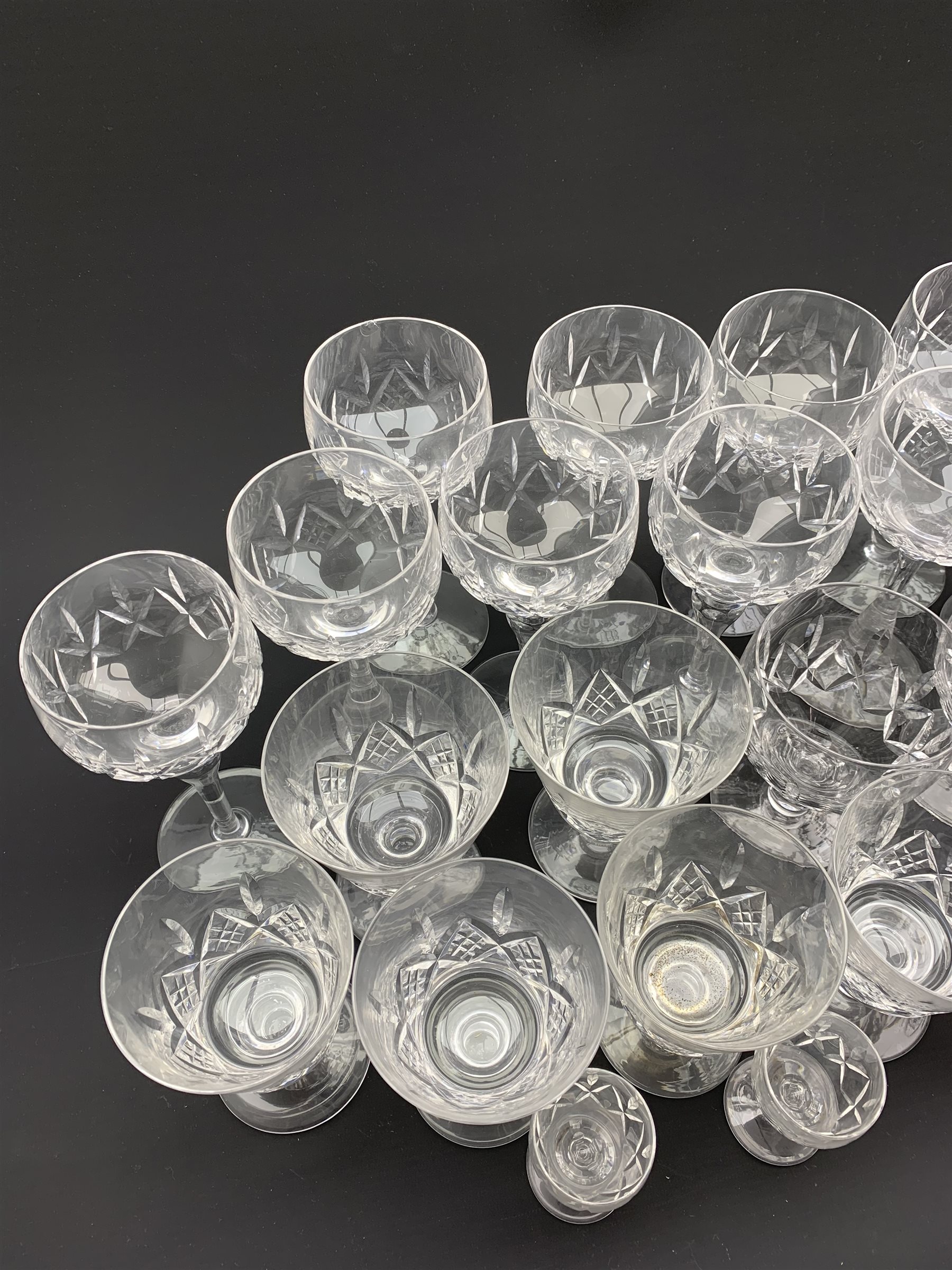 Part suite of Stuart crystal drinking glasses comprising fourteen hock glasses, twelve various shape - Image 2 of 3