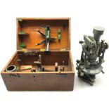 Cooke, Troughton and Simms theodolite No. VO12577 with grey lacquered finish in original box