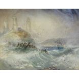 After Henry Barlow Carter (British 1804-1868): Rounding the Lighthouse, watercolour bears signature