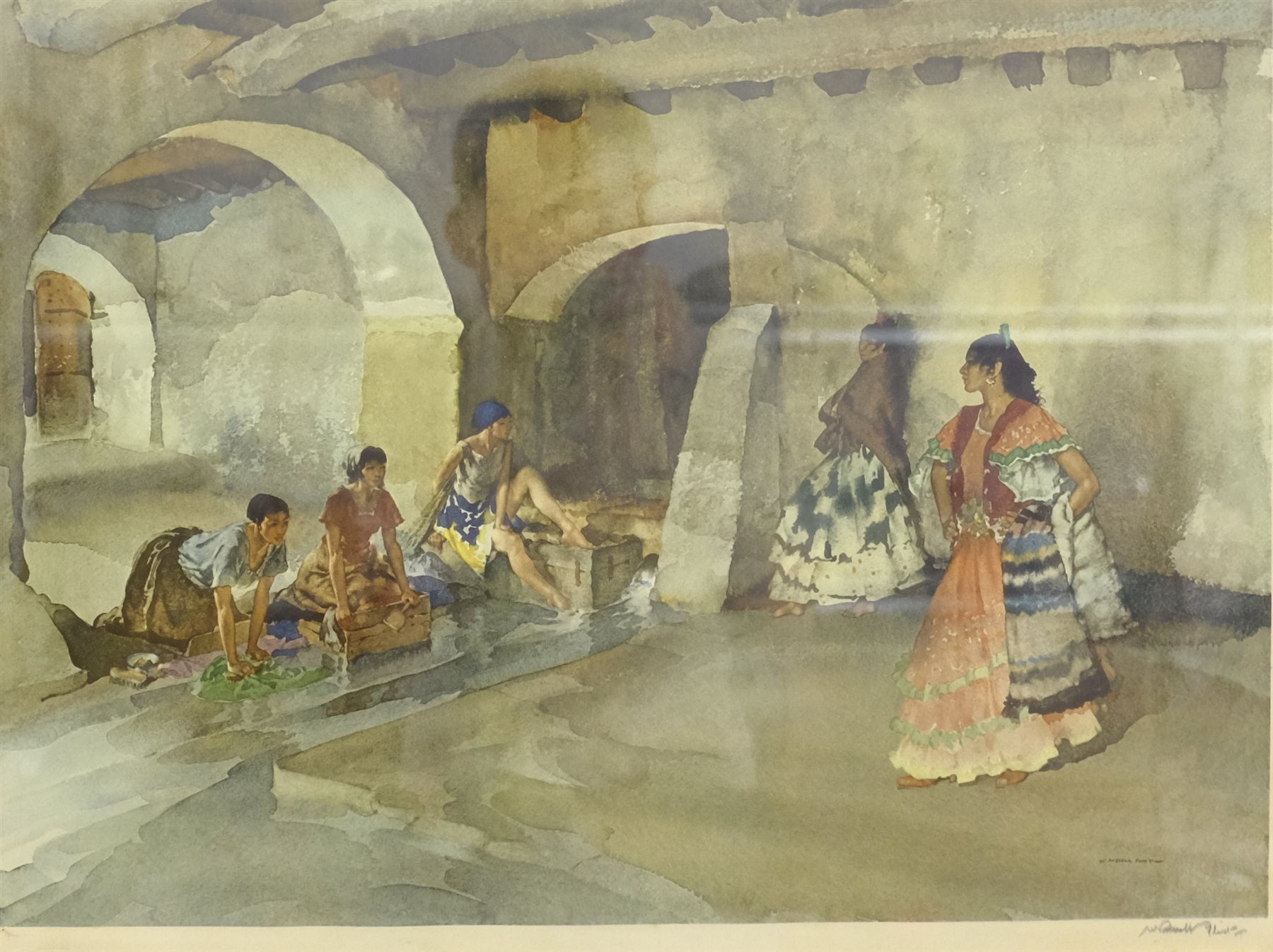 Sir William Russell Flint (Scottish 1880-1969): 'The Green Parrot' and 'Wash Day', two colour prints