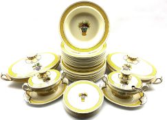 Wedgwood Directoire pattern dinner service comprising 10 dinner plates, 10 soup bowls, 7 side plates