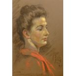 Geoffrey (Geoff) Squire (British 1923-2012): 'Anna - London Sketch Club', pastel signed,