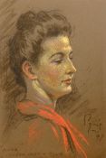 Geoffrey (Geoff) Squire (British 1923-2012): 'Anna - London Sketch Club', pastel signed,