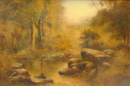 Rev. John Williams Ogden (Canadian 1859-1936): Wooded River Landscape, oil on canvas signed 50cm x 7