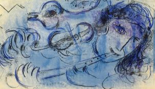 Marc Chagall (French 1887-1985): 'Le Joueur de Flute' - The Flute Player, colour lithograph