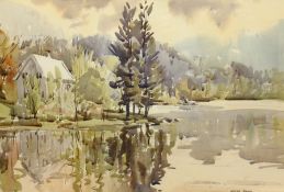 Angus Rands (British 1922-1985): House on the Lakeside, watercolour signed 36cm x 53cm