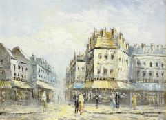 Burnett (French Contemporary): Parisian Street Scene, oil on canvas signed 45cm x 60cm