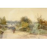 John Gutteridge Sykes (British 1866-1941): Carrying Firewood on a Yorkshire Lane, watercolour signed