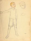 Atrib. Margaret Winifred Tarrant (British 1888-1959): Study of a Young Boy, pencil and watercolour u