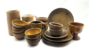 Peter Dick (1936-2012) for Coxwold Pottery: cylindrical vase, various bowls, jug etc together with o