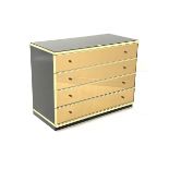 Renato Zevi -Mid century 'Hollywood regency' retro black glazed chest of four long drawers, with bra