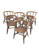 Set of six elm tub shaped child chair