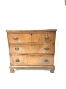 19th century mahogany chest fitted with three drawers, raised on shaped bracket supports, W91cm, H86