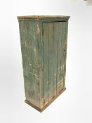 19th century painted pine cupboard, with panelled door enclosing four shelves, W93cm, H170cm, D48cm
