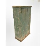 19th century painted pine cupboard, with panelled door enclosing four shelves, W93cm, H170cm, D48cm