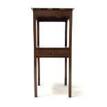 Edwardian mahogany washstand, square moulded top with inlaid satinwood banding, undertier fitted wit