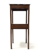 Edwardian mahogany washstand, square moulded top with inlaid satinwood banding, undertier fitted wit