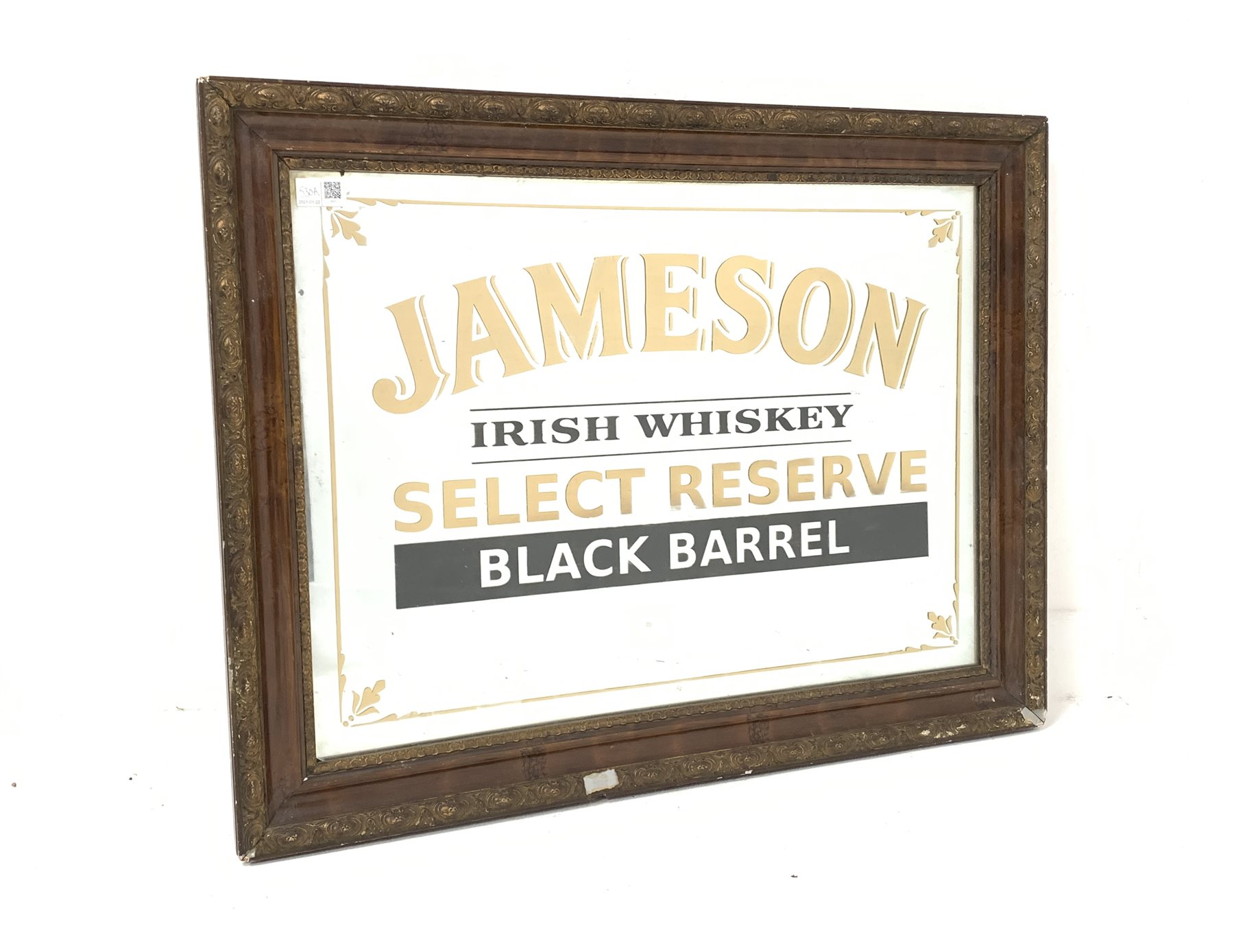 Reproduction Jameson Irish Whiskey advertising Mirror in gilt frame, 47cm x 64cm