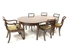 Regency mahogany dining table, with two extra leaves, raised on square chamfered supports, (190cm X