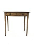 George III mahogany bow fronted side table with single frieze drawer on square tapering supports W78