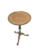 George III mahogany tripod table, circular moulded top on turned column, three out splayed supports