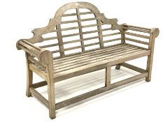 Weathered teak 'Lutyens' style garden bench, W166cm