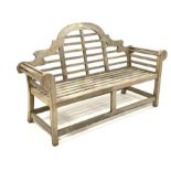 Weathered teak 'Lutyens' style garden bench, W166cm