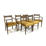 Matched set of six (4+2) Regency mahogany 'Trafalgar' dining chairs with rope twist backs, upholster
