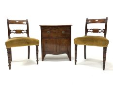 Pair of Regency mahogany frame dining chairs with pierced bar backs and a small 19th century mahogan