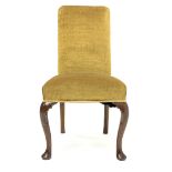 19th century elm high back upholstered chair, cabriole supports with pad feet, seat height - 50cm, s