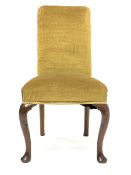 19th century elm high back upholstered chair, cabriole supports with pad feet, seat height - 50cm, s