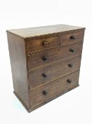 19th century oak chest with reeded top over two short and three long graduated drawers, W100cm, H100